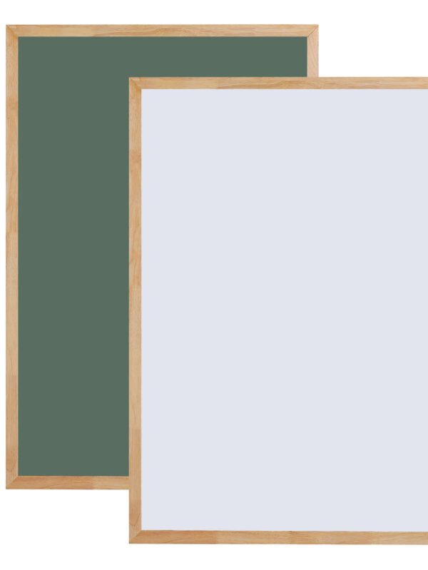 Roger & Moris Wooden (Rubber Wood) Framed Double Sided Board with Non Magnetic Whiteboard and Green Chalkboard for Home, Office and School (Size : 3 feet x 4 feet)