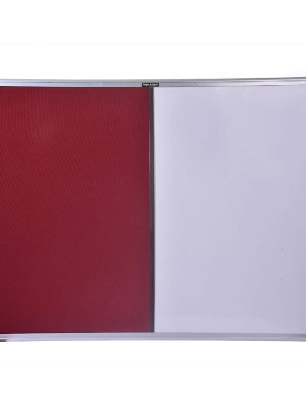 Roger & Moris Aluminium Framed Combination Board - Non Magnetic Whiteboard with Maroon Pin-up Notice Board for Home, Office and School (Size : 2 feet X 1.5 feet)